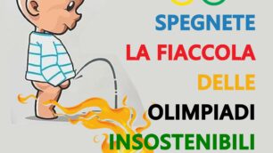 L'immagine di prostesta degli ambientalisti per le Olimpiadi Milano Cortina 2026