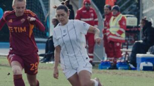 Calcio Femminile Un'azione Como Women - Roma allo stadio Ferruccio di Seregno