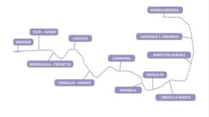 Metro M5 mappa fermate prolungamento a Monza