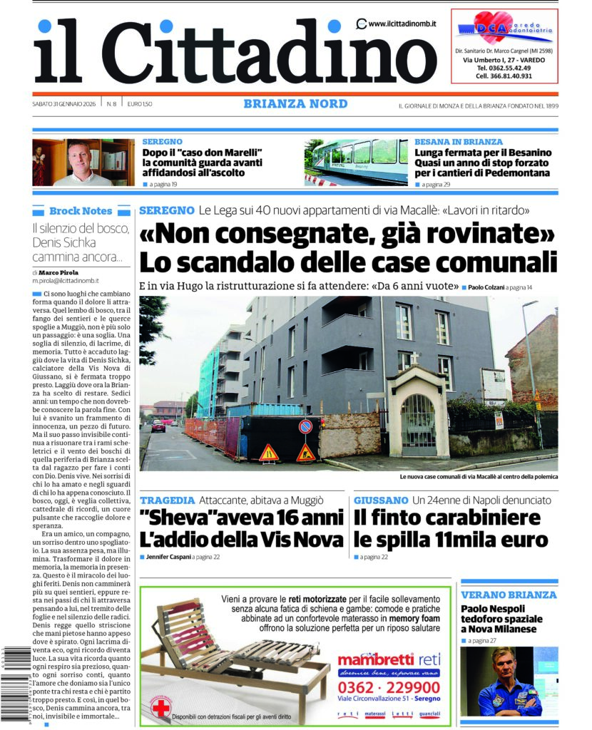 Il Cittadino 31 gennaio prima pagina Brianza Nord