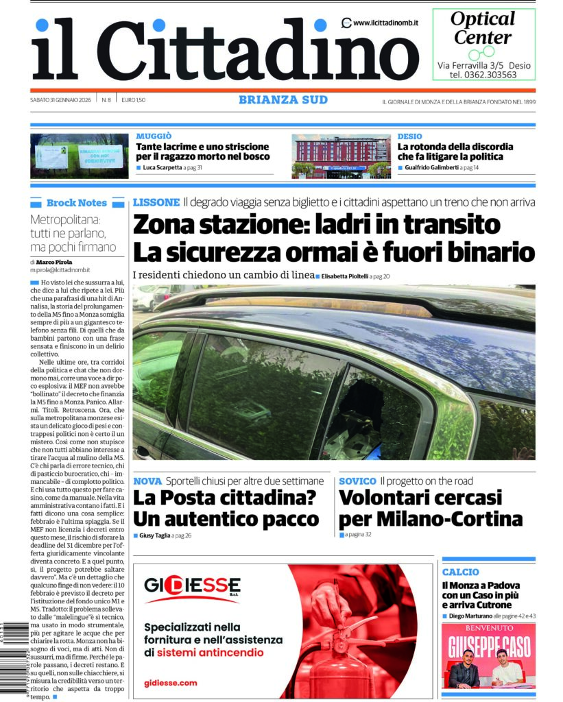 Il Cittadino 31 gennaio prima pagina Brianza Sud