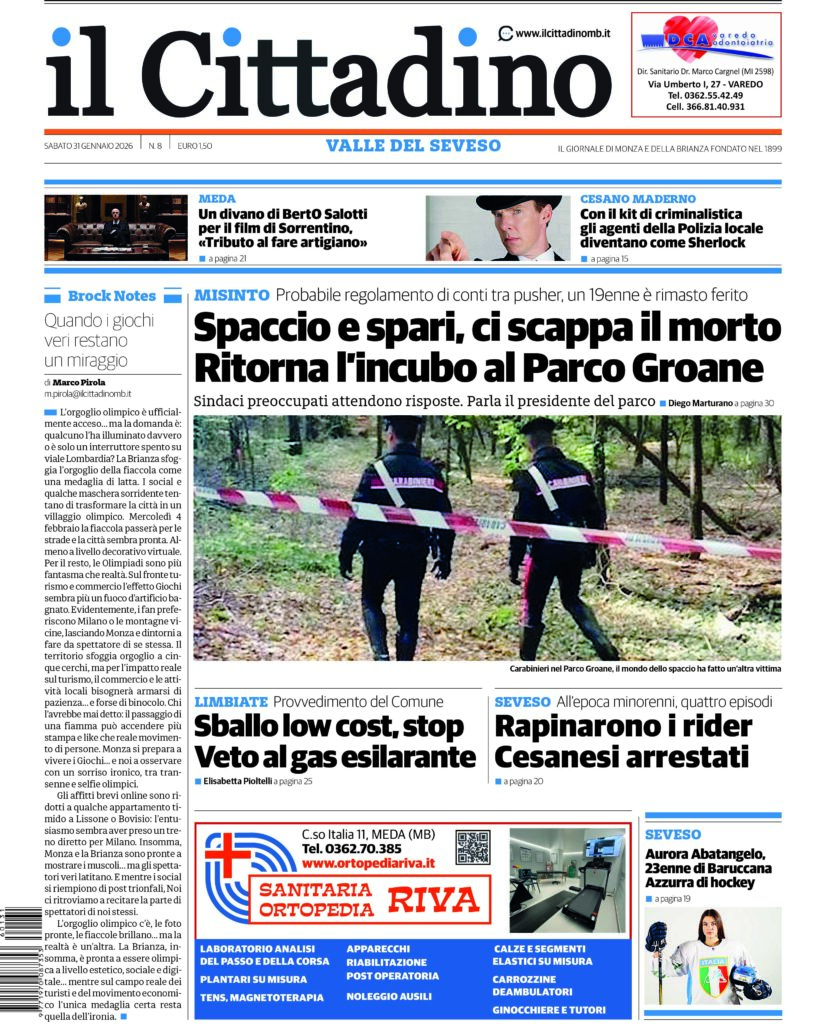 Il Cittadino 31 gennaio prima pagina Valle del Seveso