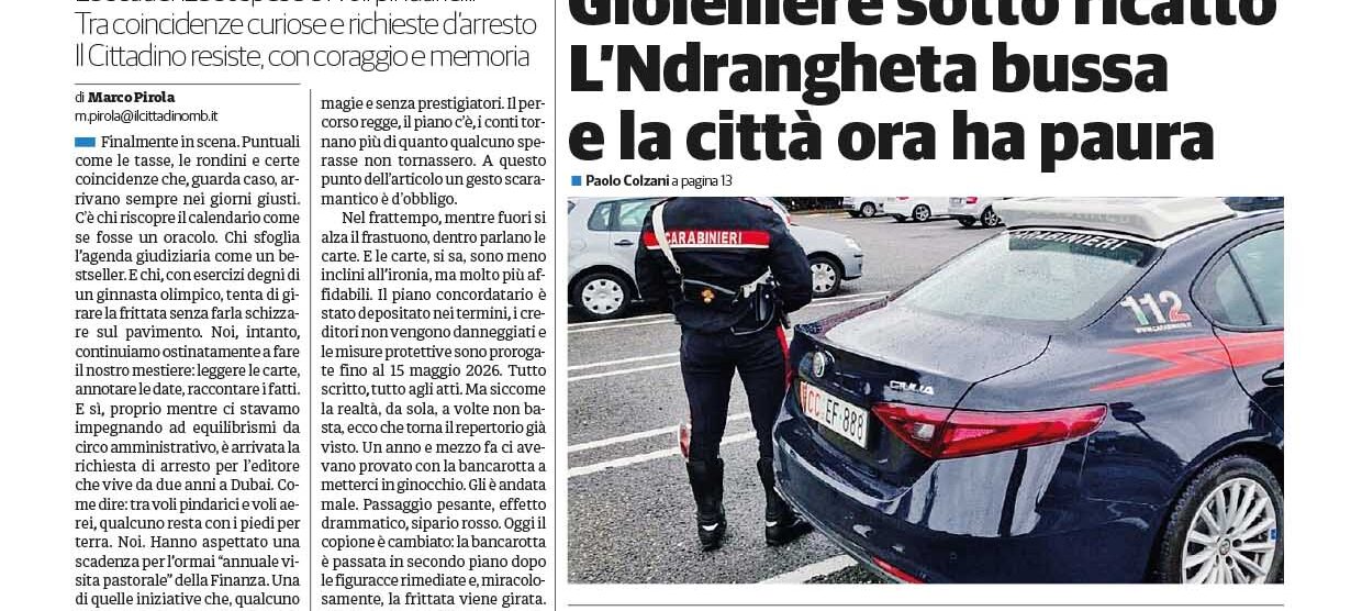 Il Cittadino 24 gennaio prima pagina Brianza Nord