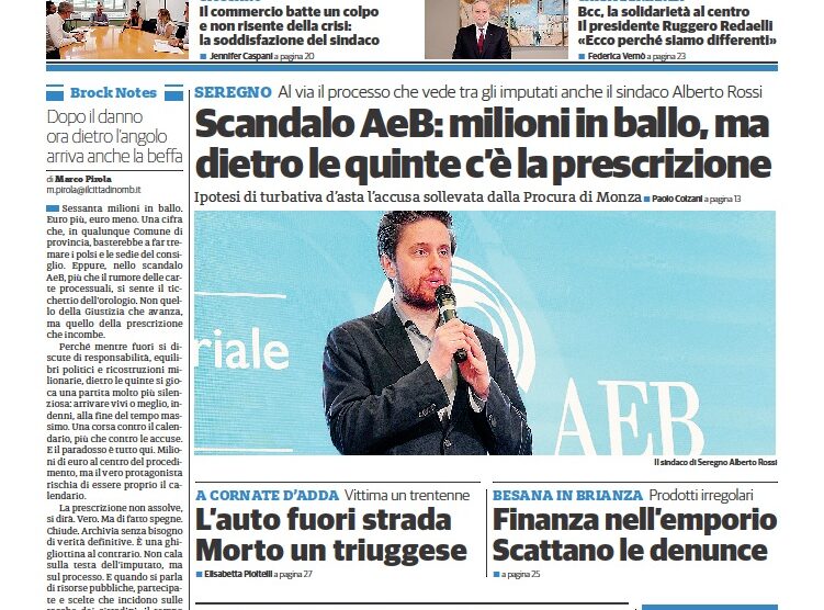 Il Cittadino 2026 prima pagina Brianza Nord 28 febbraio