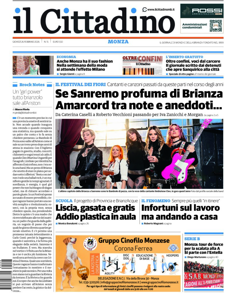 Il CittadinoMB prima pagina 26 febbraio 2026