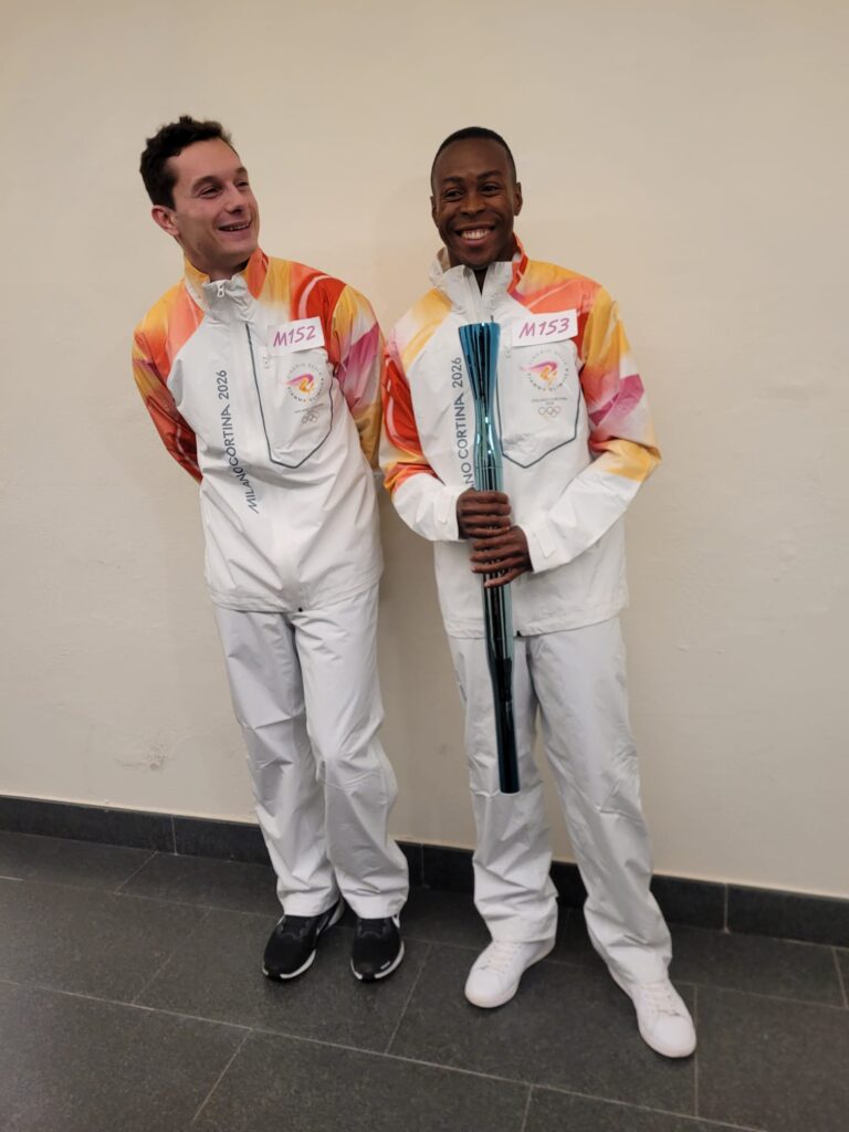 Olimpiadi Monza tedofori Tortu e Desalu