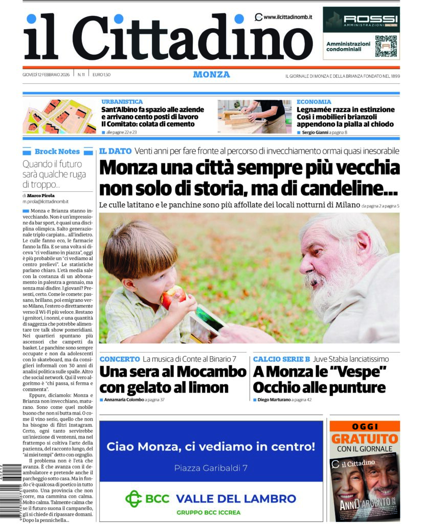 Il Cittadino prima pagina giovedì 12 febbraio 2026