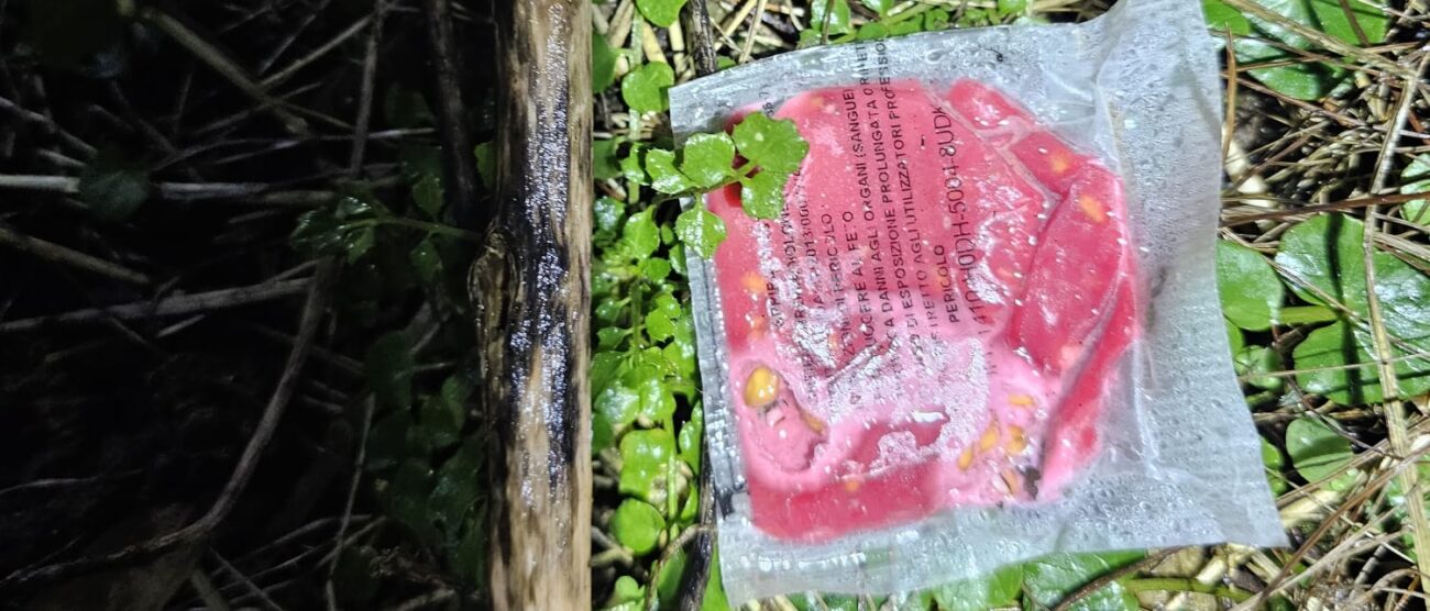 Una delle bustine rinvenute dagli agenti a Monza