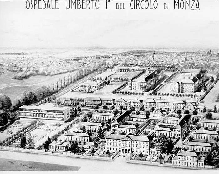 Il vecchio ospedale San Gerardo di Monza in una cartolina collezionata da Alfredo Viganò