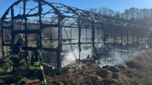 Il capanno distrutto a Besana