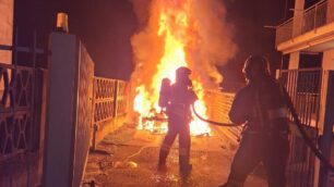 L'intervento dei vigili del fuoco a Seregno