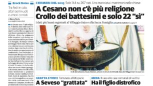 Il Cittadino prima pagina sabato 21 febbraio Valle del Seveso