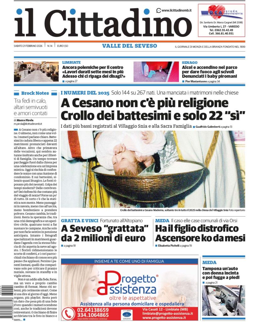 Il Cittadino prima pagina sabato 21 febbraio Valle del Seveso
