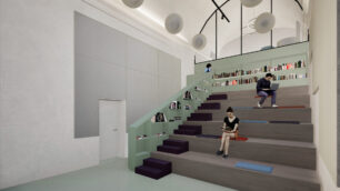 Monza Biblioteca civica Gradonata angolo
