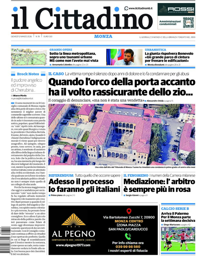 Prima pagina 12 marzo 2026 il CittadinoMb