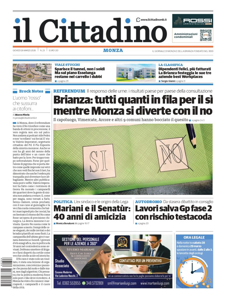 Il Cittadino prima Monza 26 marzo 2026