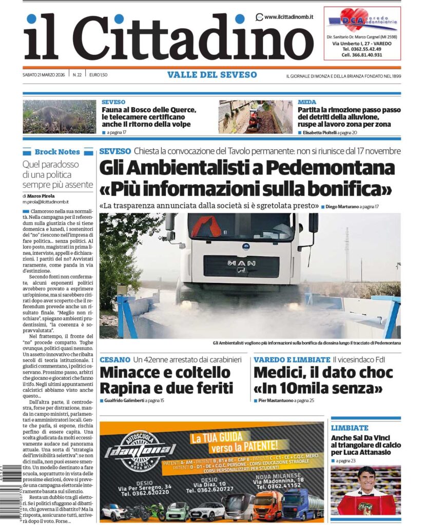Il Cittadino prima VS 21 marzo 2026