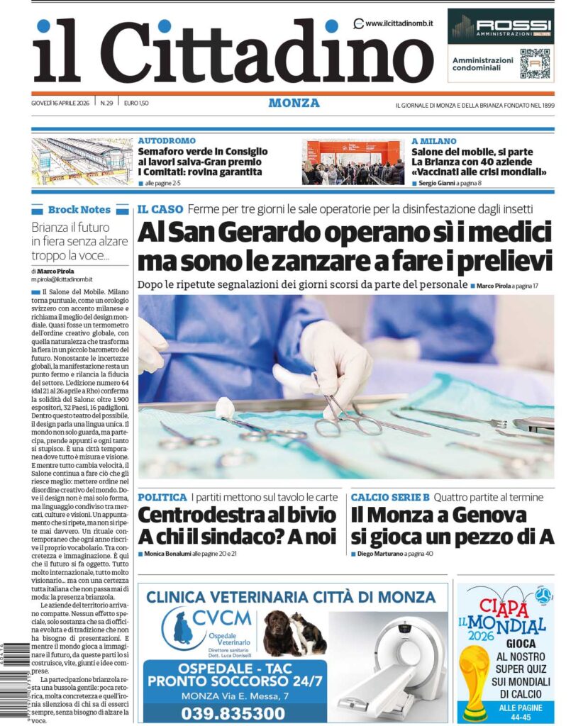IlCittadinoMB prima pagina Monza 16 aprile 2026