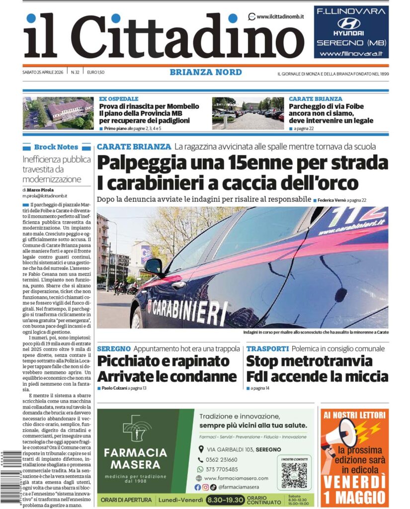 Il Cittadino prima pagina 25 aprile 2026 BN