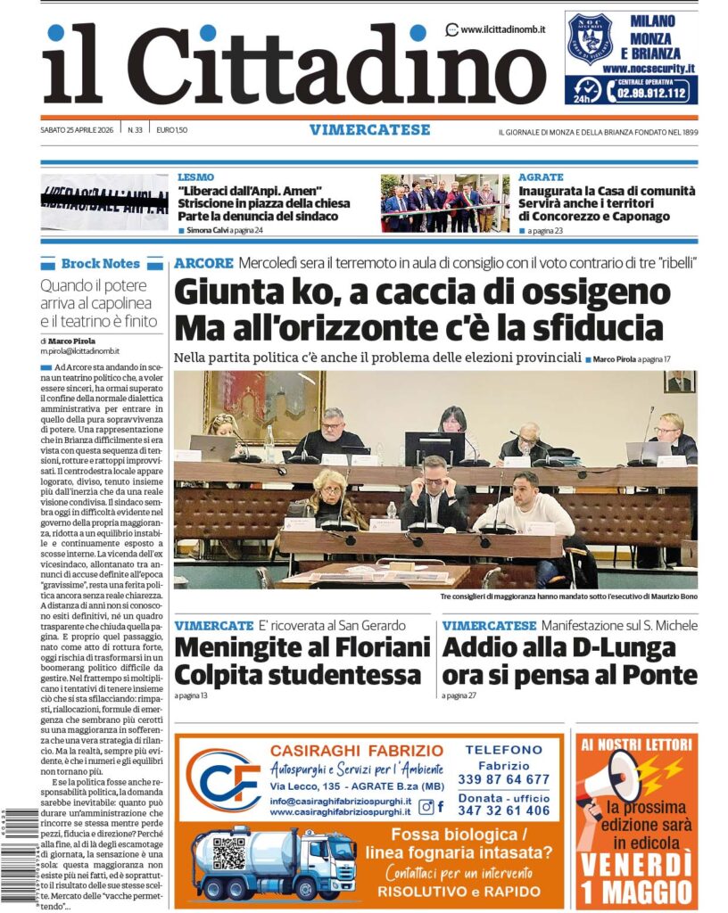 Il Cittadino prima pagina 25 aprile 2026 VM
