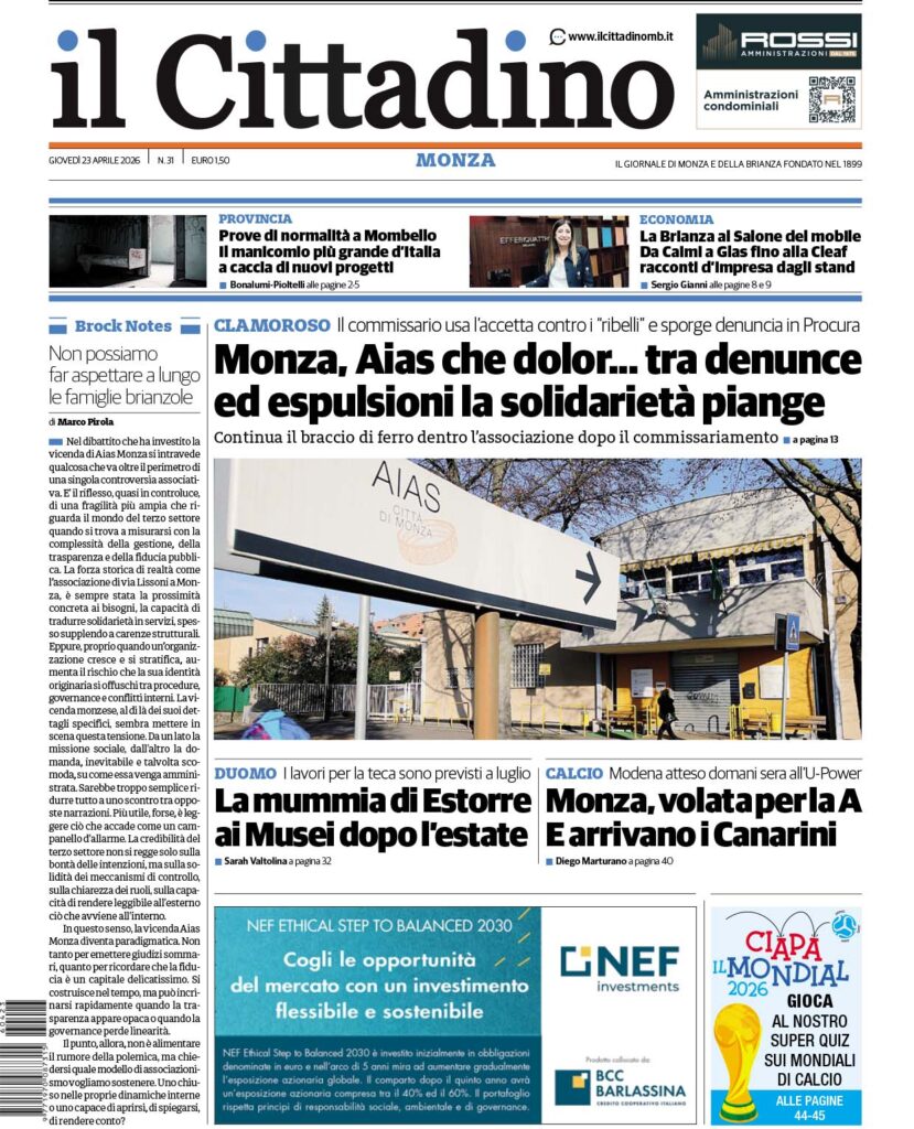 Prima Cittadino Monza 23 aprile 2026
