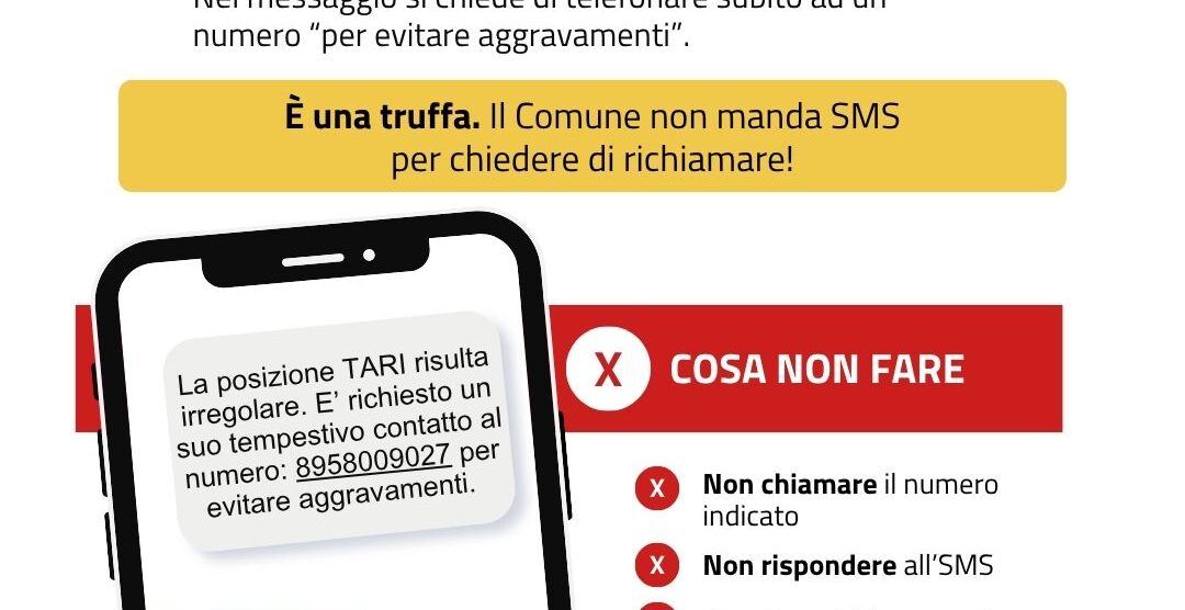 Avviso sms truffa Comune di Lesmo