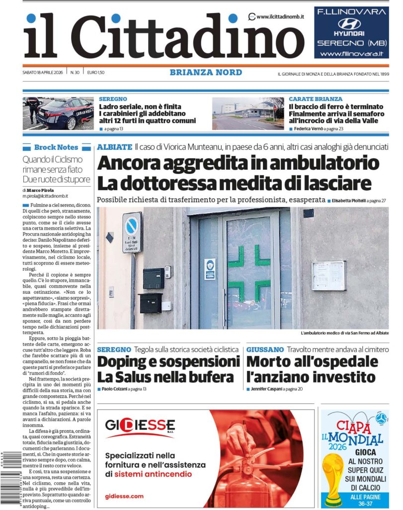 Prime pagina 18 aprile 2026
