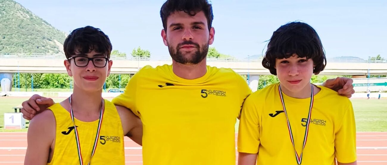 Nella foto Matteo Mastropasqua (primo da sinistra) della Società Atletica 5 Cerchi Seregno