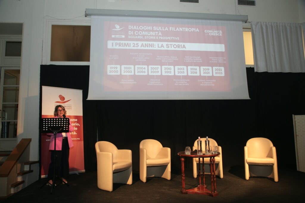 Monza 25 anni di Fondazione MB palco Dialoghi sulla filantropia di comunità