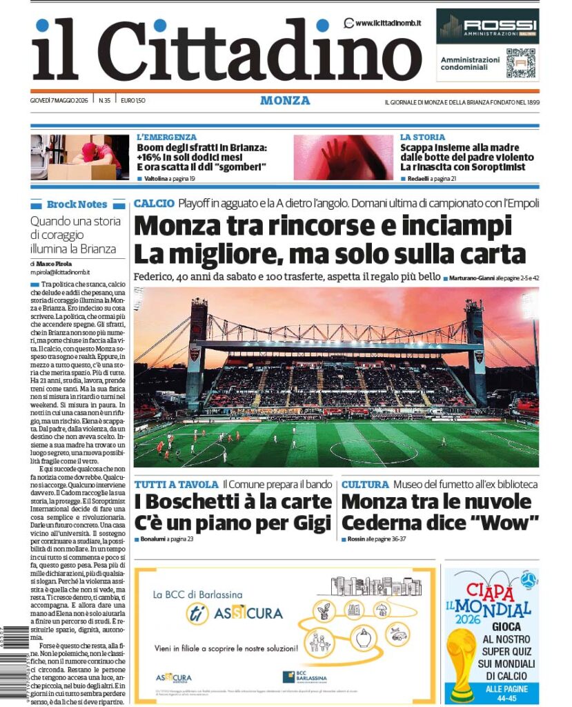 Prima pagina Il Cittadino 7 maggio 2026