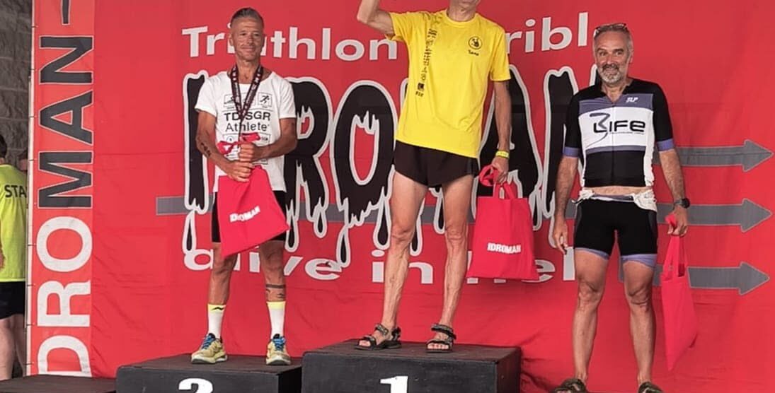 Lissone Triathlon 2026 podio Cat.M4 da sinistra A.Mazzotti Andrea Paolo Sala A.Arabi