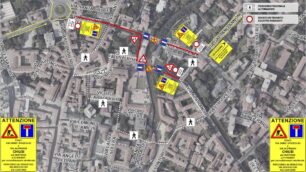 Monza Planimetria viabilità in centro per rifacimento ponti