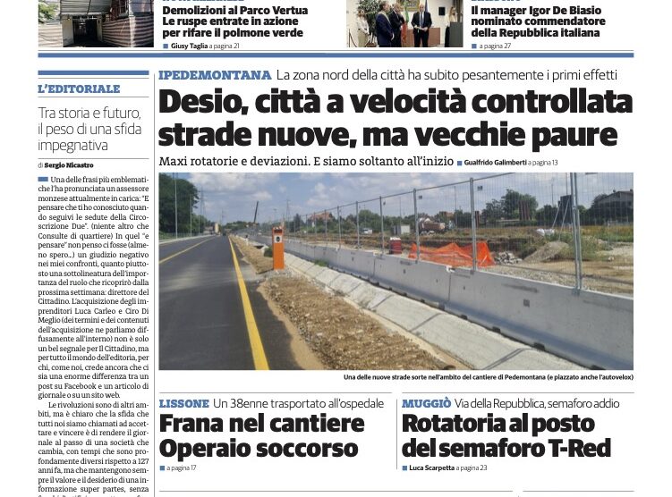 Prima Pagina il Cittadino 6 giugno Brianza Sud