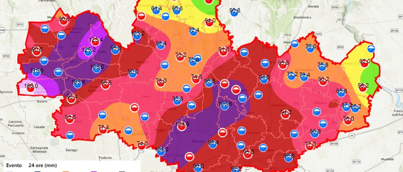 La quantità di pioggia a Monza e Brianza il 2 giugno 2026