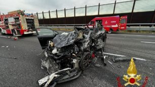 Una delle auto coinvolte nell'incidente sulla A4