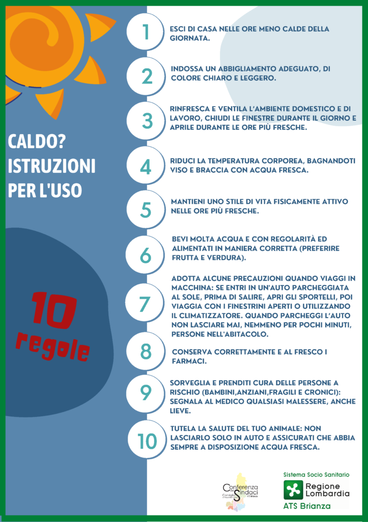 Volantino Ats Brianza: 10 consigli contro il caldo