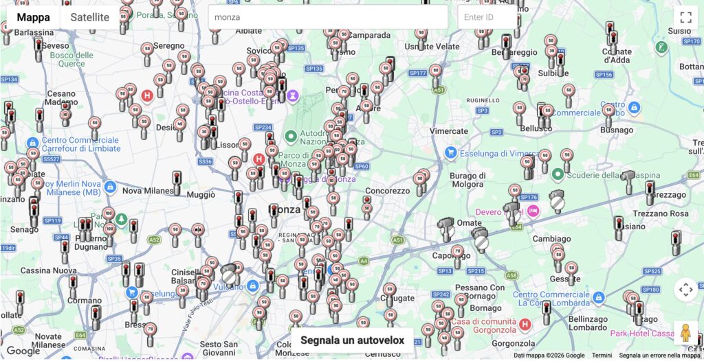 Autovelox a Monza e dintorni