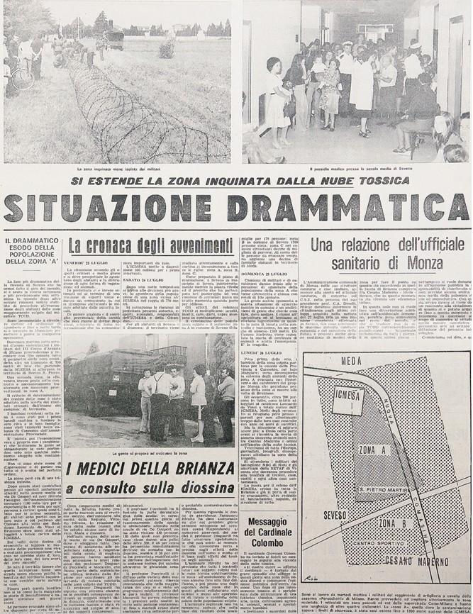 Diossina Seveso Icmesa prima pagina del Cittadino 1976