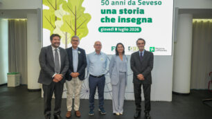 Regione Convegno 50 anni incidente diossina sindaci Desio Cesano Maderno Seveso con assessore Maione e presidente Fontana