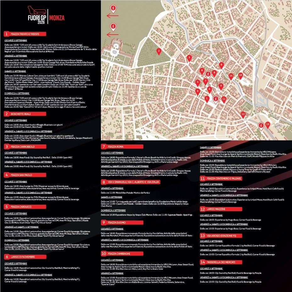 Monza Mappa Fuori GP e programma