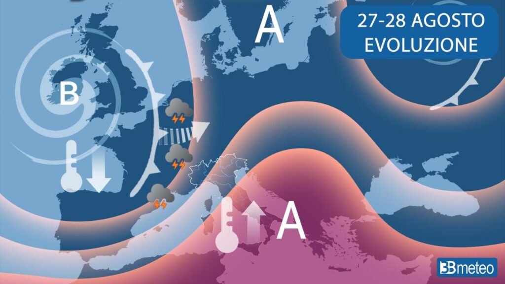 Meteo 27-28 agosto: elaborazione di 3bMeteo