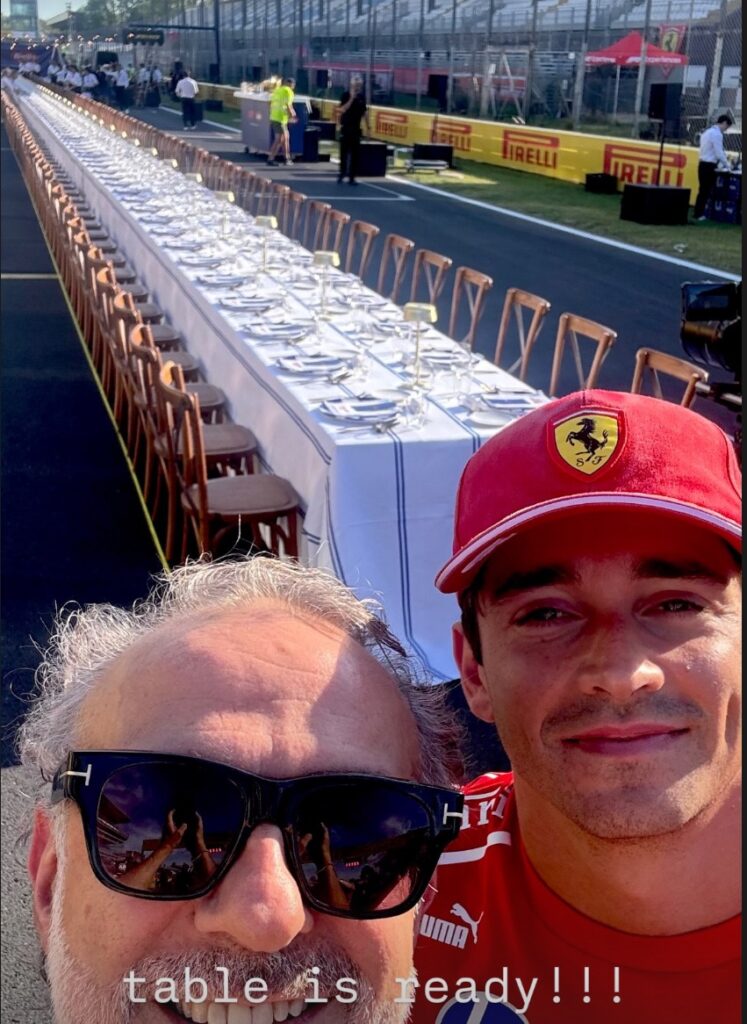 F1 Monza Bottura Leclerc tavolata