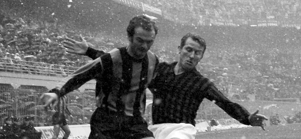 Mazzola Trapattoni, Milan Inter 0-1 69-70, nevicata - foto Wikipedia/Liverani
