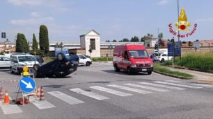 La scena dell'incidente a Bernareggio