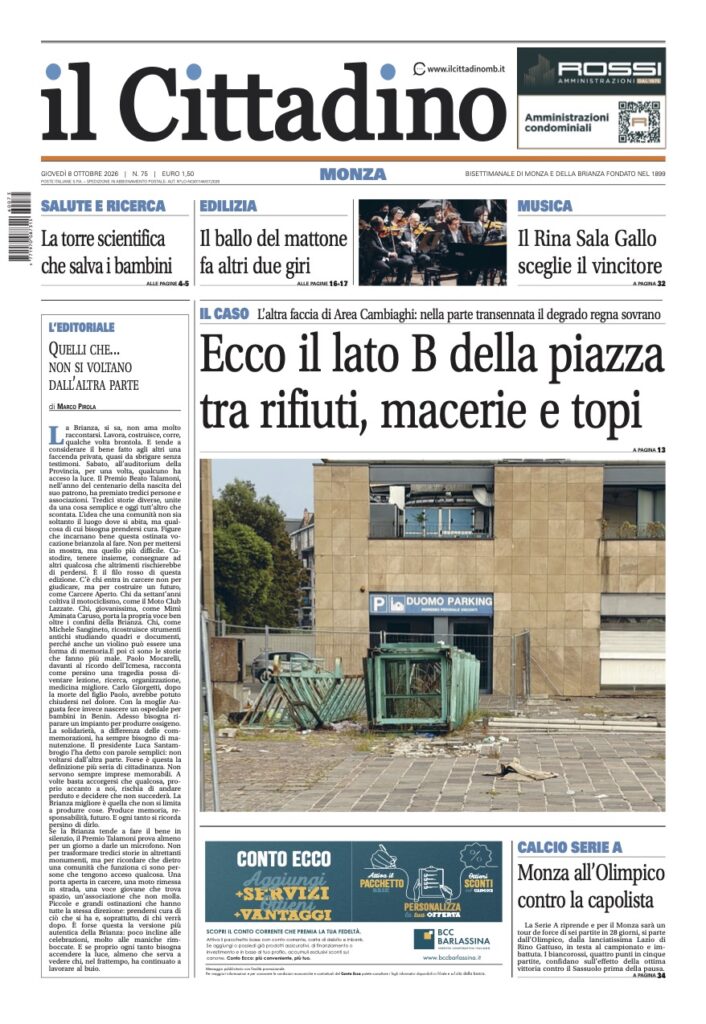 Prima il Cittadino Monza 8 ottobre 2026