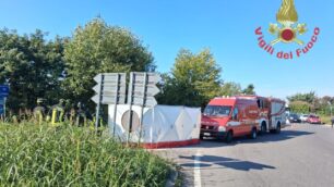 Sp 45 Sp 60 incidente di Arcore ciclista deceduto - foto Vigili del fuoco