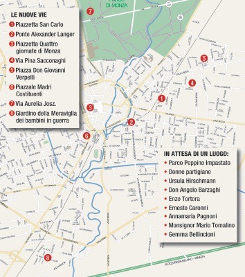 Toponomastica Monza nuove intitolazioni vie e piazze